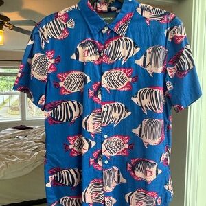 Bonobos Vibrant Blue Fish Print Men's Shirt